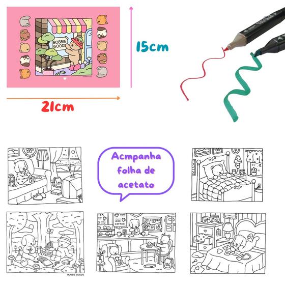 Livro De Colorir Bobbie Goods Com Desenhos Variados E Detalhados Folha A5 Com 50 Páginas Para Pintar