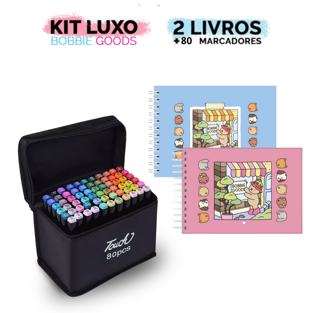 Kit 2 Livros Bobbie Goods Capa Dura + 80 Canetas